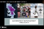 A screenshot of Professor Blank's presentation with a robot holding a gavel with the tagline 'government enforcement through AI'