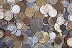 A bunch of coins of various currencies