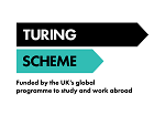Teal and black logo for the Turing scheme.