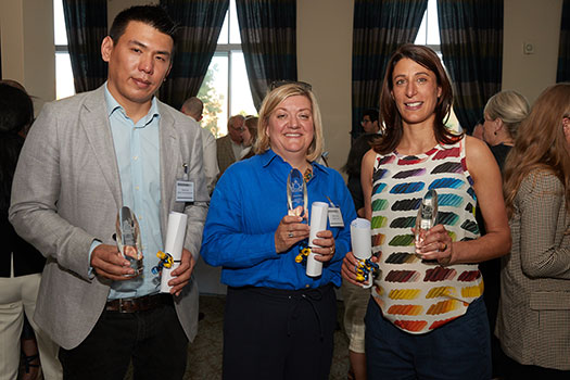 LAC fellowship recipients at LAC celebration (left to right): Simon Lim, Nerys Evans, and Maria Patsalos