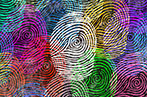Multi-coloured finger prints
