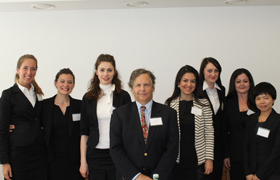 The Queen Mary, University of London Vis Moot Team at their oral arguments in Vienna