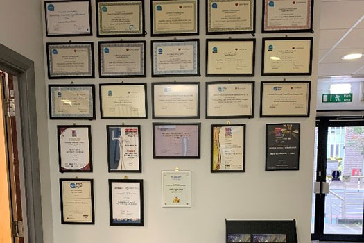 Queen Mary Legal Advice Centre Awards displayed in the foyer