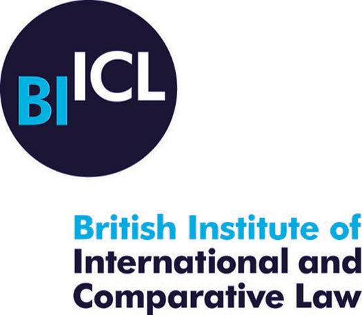 British Institute of International and Comparative Law logo with a navy blue circle in the top left corner with the initials BIICL