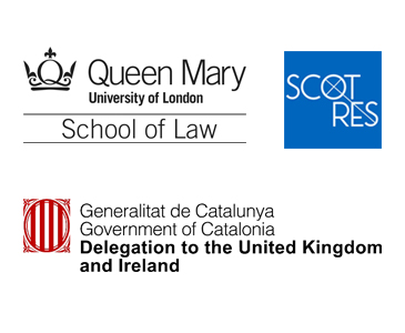 QMUL School of Law, ScotRes and Delegation of the Government of Catalonia to the United Kingdom and Ireland logos