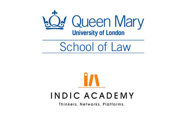 Queen Mary and Indic Academy logos