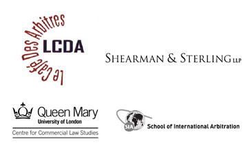 LCDA, Shearman and Sterling, CCLS and School of International Arbitration logos on a white background