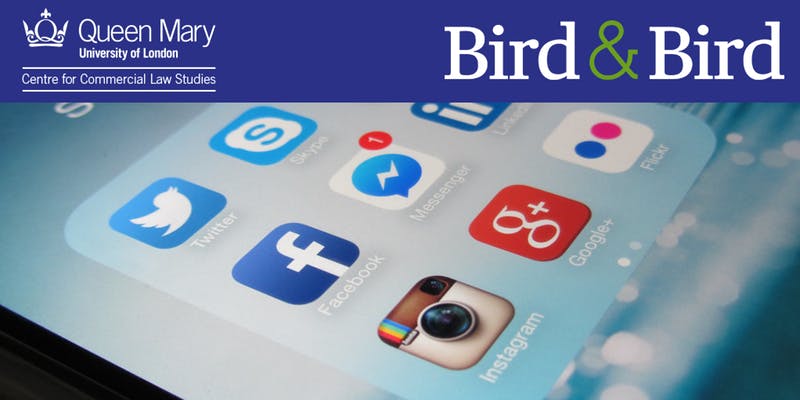An image with a blue strip at the top with CCLS and Bird & Bird logo with an image of a phone screen and apps