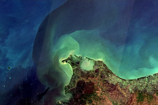 Satellite image from ESA Copernicus Sentinel 2 of a coastline
