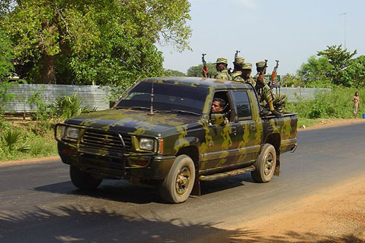LTTE soldiers in a camouflage patterned car