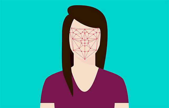 A drawing of person with a blank face and red connected dots all over their face