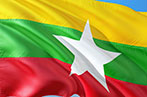 Myanmar flag blowing in the wind