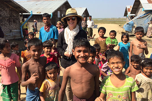 Penny Green with members of the Rohingya in Myanmar