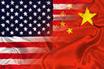 USA and China flags overlapping
