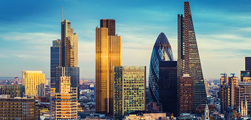 Skyline of London financial district