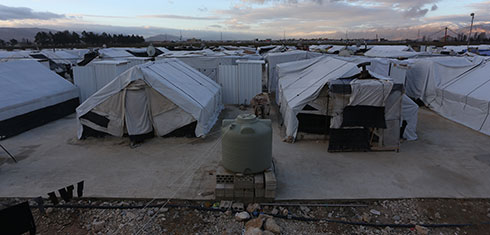 Tents in a refugee camp in Lebanon