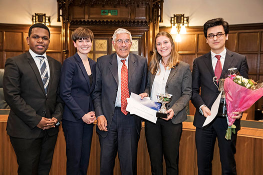 Students at the George Hinde Moot final with The Right Honourable The Lord Phillips of Worth Matravers, KG, PC