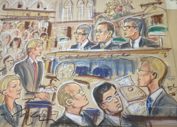 Official Court Artist depiction of the National Mooting Final