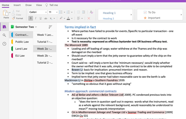 A screenshot of lecture notes