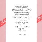 Programme of Inaugural Lecture by Dr Patrick Moore on Hailey's Comet