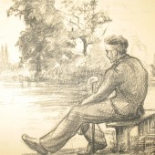 Illustration of wounded soldier by Jean Cummel 1915