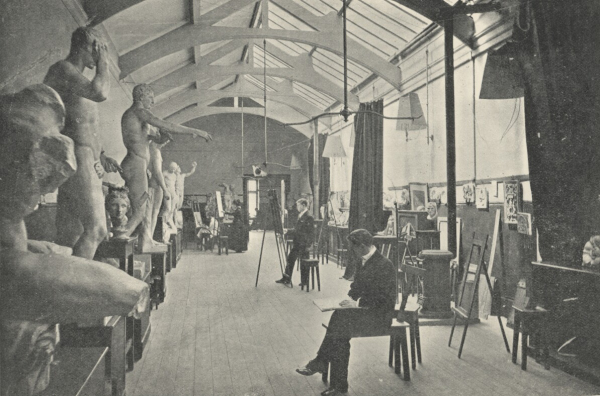 Students sketching in Antique Room at Peoples Palace School of Art