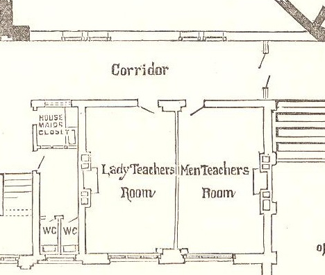 Plan of East London College showing first floor with it's gender segregated common rooms