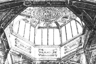 Illustration of Octagon Dome design showing names of ancient writers on base of dome