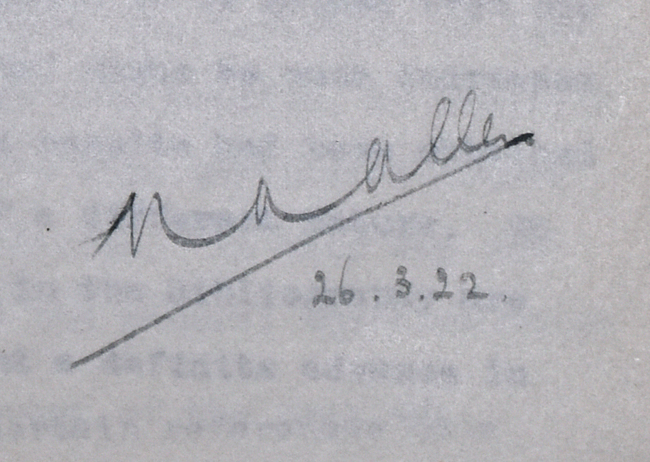 Signature of Normal Aleen dating 26 July 1922