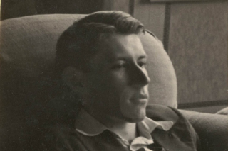 Black and white photograph of young man (Clifford Edward Vincent) in profile