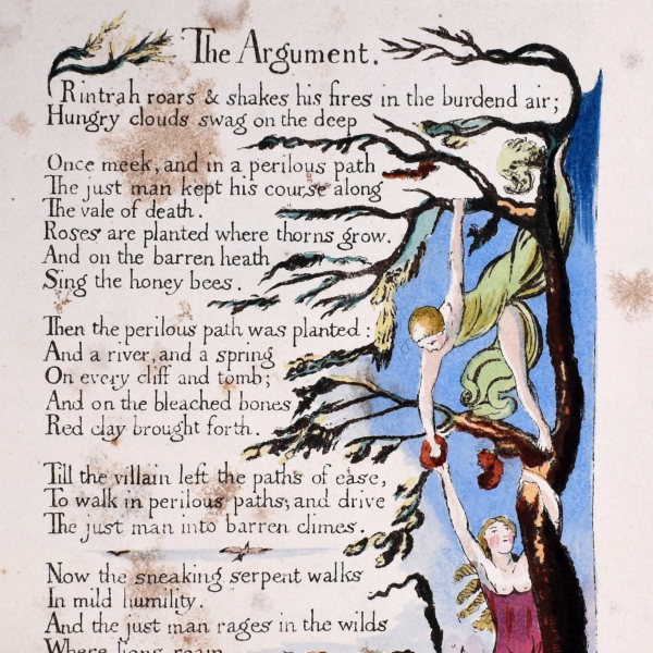 Illustrated manuscript of page 2 of The Marriage of Heaven and Hell titled the Argument