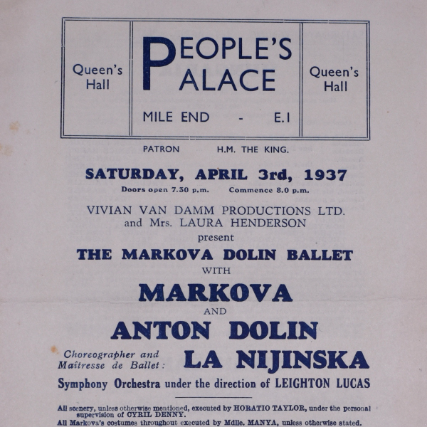 Programme for People's Palace Saturday 3 April 1937