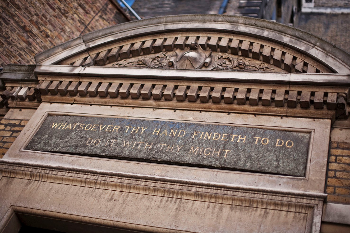 Inscription above the door to the medical school library at St Bartholomew’s Hospital