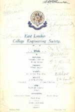 Engineering Society Dinner Menu 1914