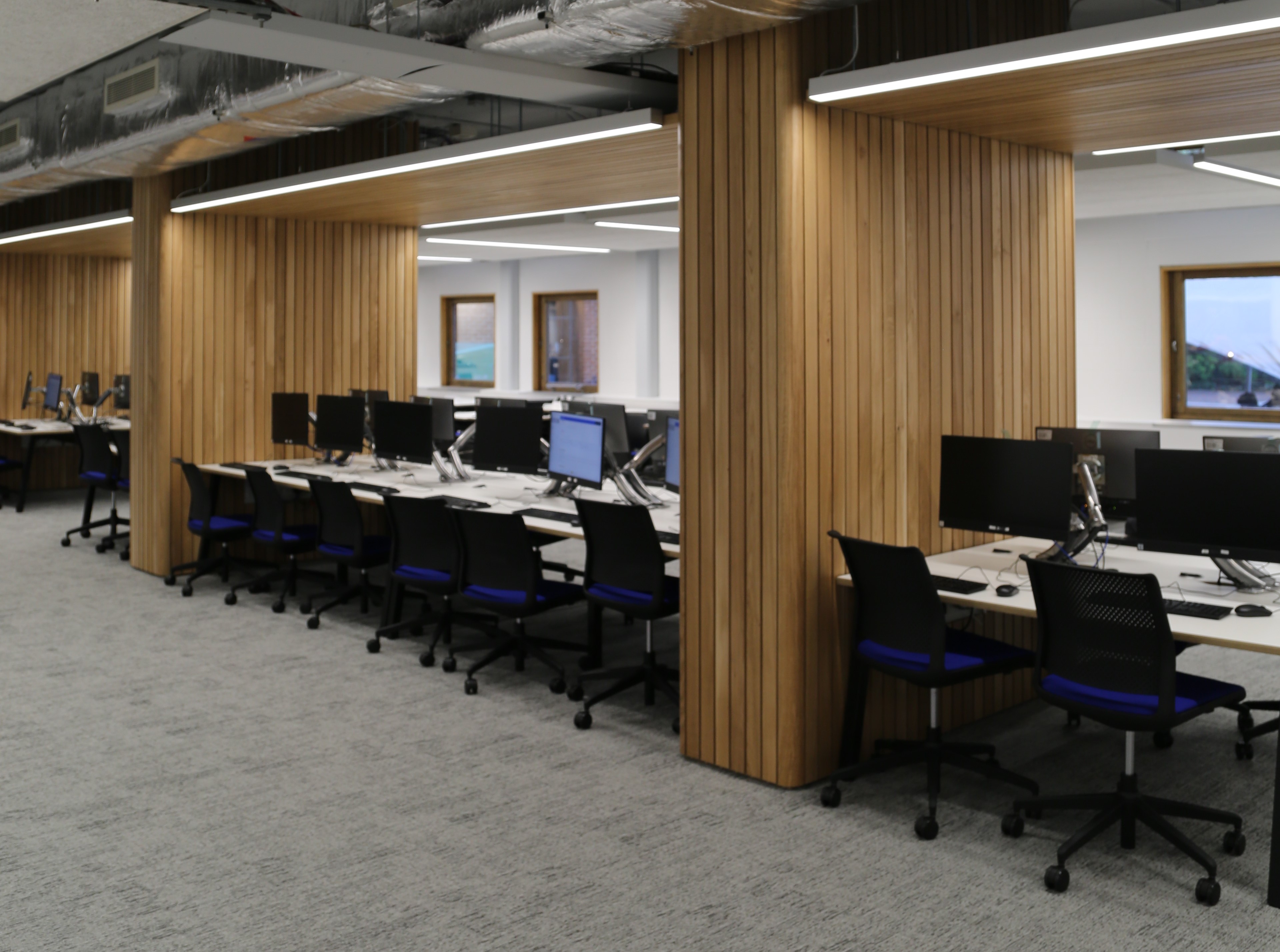 Study desks with PCs in the refurbished ground floor area
