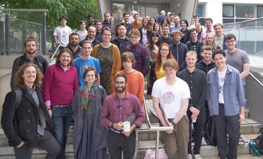 PhD students outside Maths building