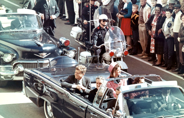 John F. Kennedy and Jackie Kennedy in the limousine in Dallas minutes before the assassination. Walt Cisco/Dallas Morning News