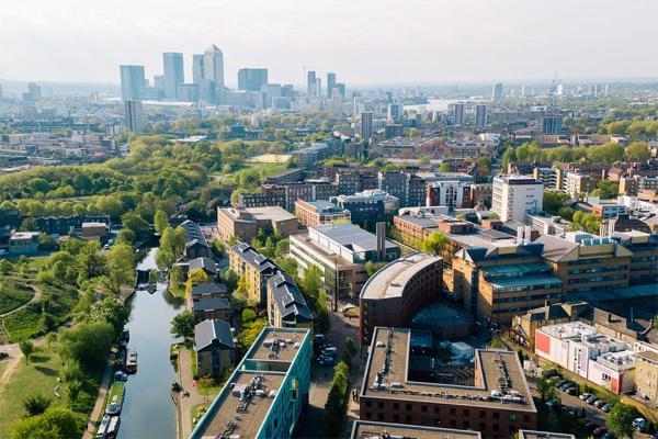 Image of campus with the London skyline