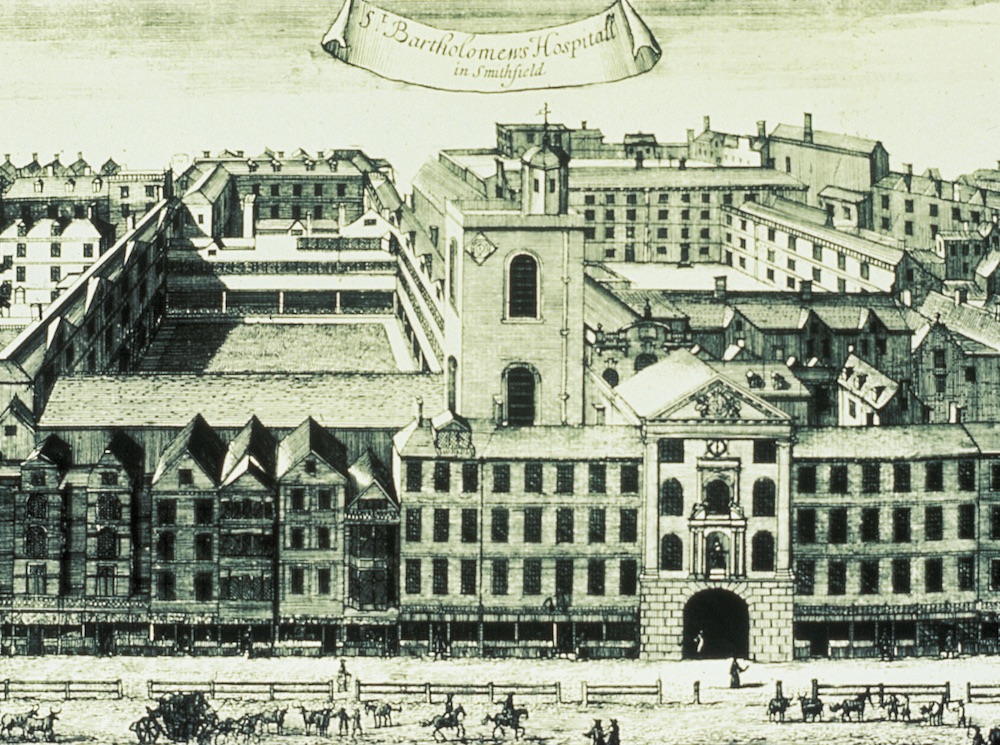 Drawing of St Bartholomew's hospital in Smithfield
