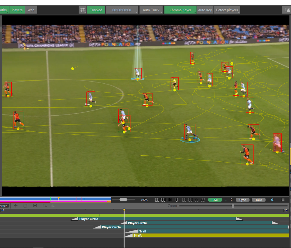 Screen of a digital software showing a football match