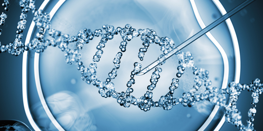 Graphic of DNA in blue