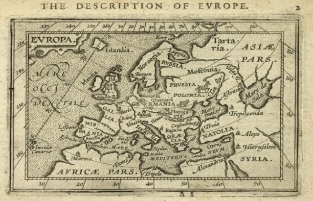 Europa, a map of Europe from the mid-sixteenth and mid-seventeenth centuries. Credit: Lionel Pincus and Princess Firyal Map Division, The New York Public Library