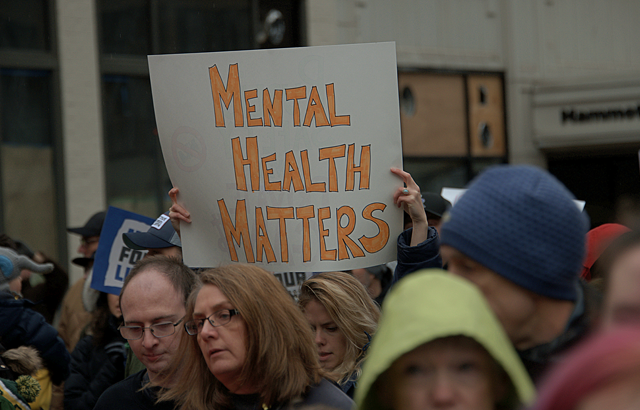 Mental health matters protest sign