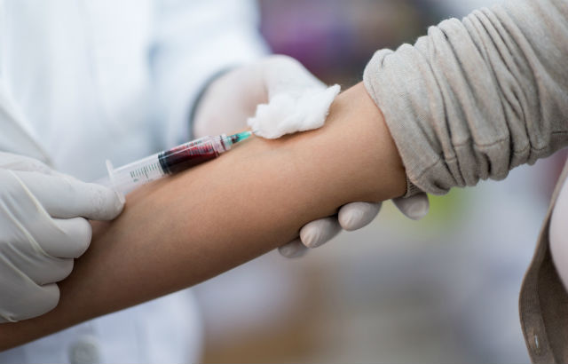 A patient having a blood test