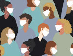 An illustration of people wearing face masks to avoid viral transmission