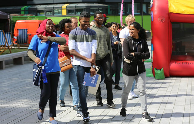 Prospective students at a Queen Mary University of London Open Day