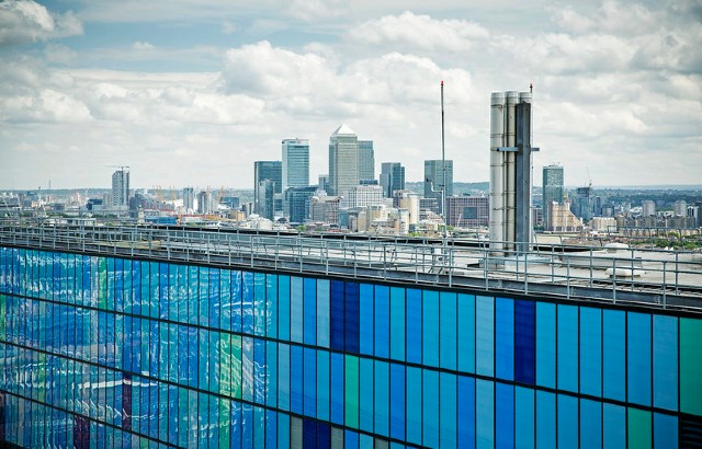View of east London and the Royal London Hospital