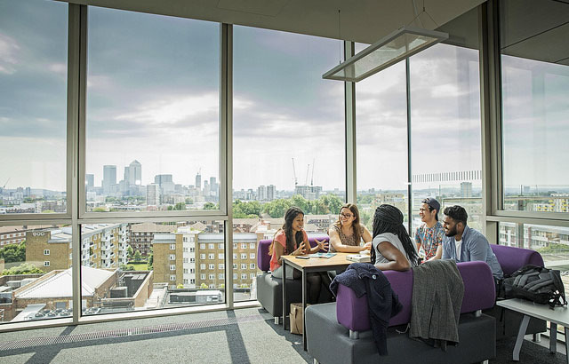 Queen Mary students can see stunning views across London from the Graduate Centre, a new £39m building added to our Mile End campus in 2017. 