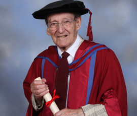 Dr John North - as an nonagenarian he is one of UK's oldest graduates