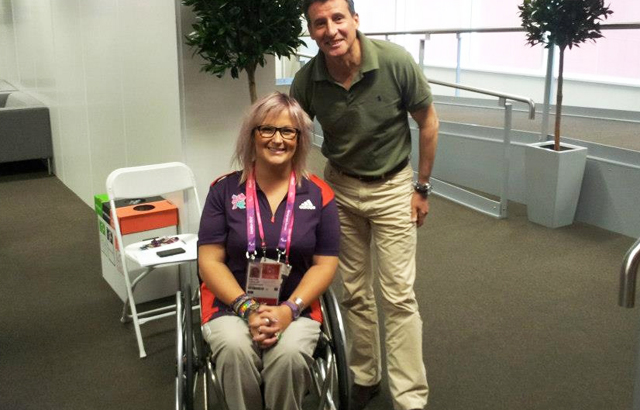 Emily with Lord Coe during the 2012 Paralympic Games 